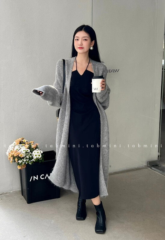 Autumn is new! [TABMINI] Korean version all-match loose solid color knitted cardigan Q15319-A# WPL