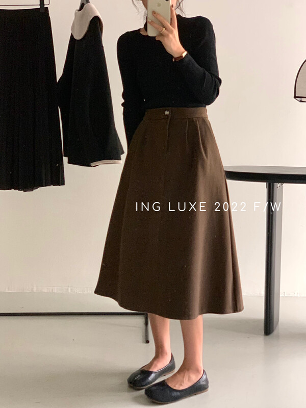 【ING】Korean twill brushed skirt 8241