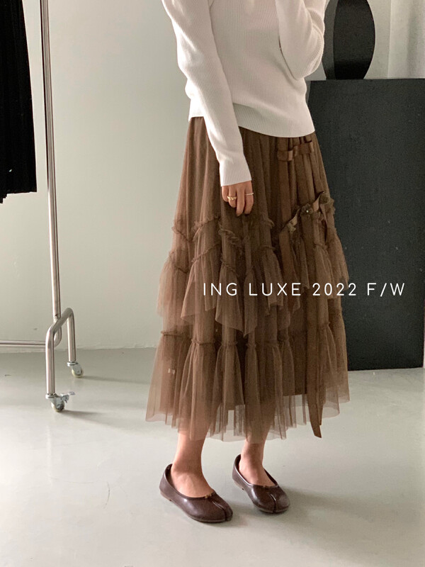 【ING】Lady and elegant mesh skirt 8262