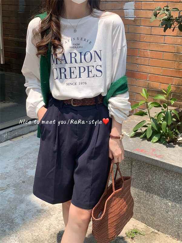 【RARA】Casual simple letter printing long-sleeved T-shirt ra79235# LSL