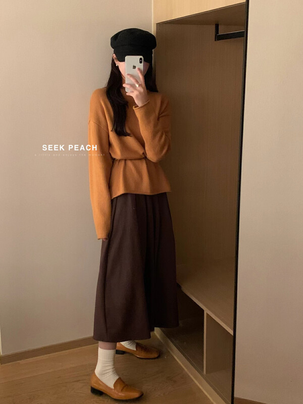 【SEEK PEACH】High-neck comfortable all-match warm sweater 1966# L