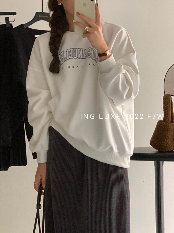 【ING】Lazy style simple letter printing sweater 8197# FHX