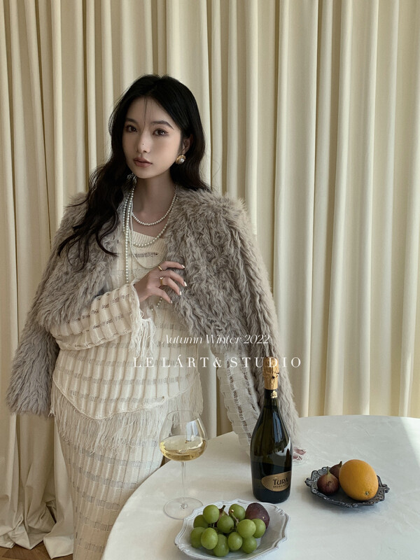 【LE LART】French Short Faux Fur Jacket Warm Fur Jacket LL3398# JHY