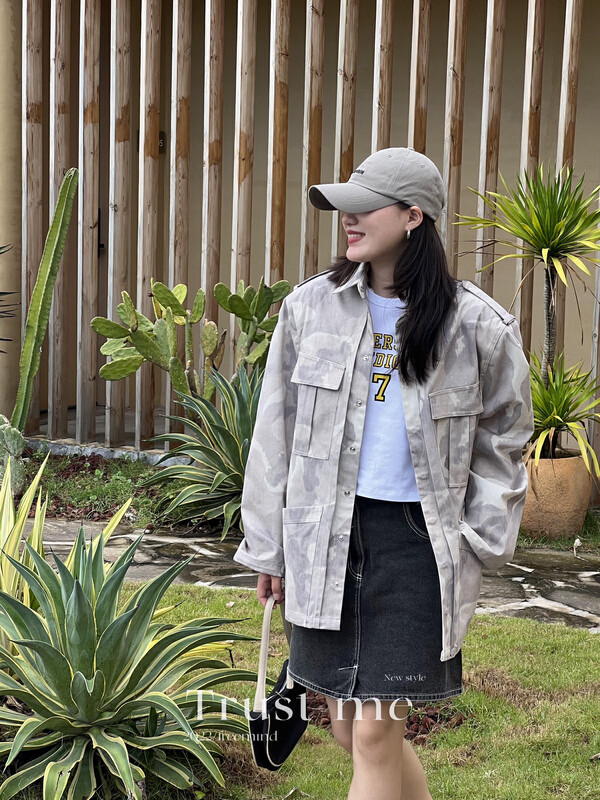 【TRUSTME】Washed cotton camouflage short jacket 012-40079