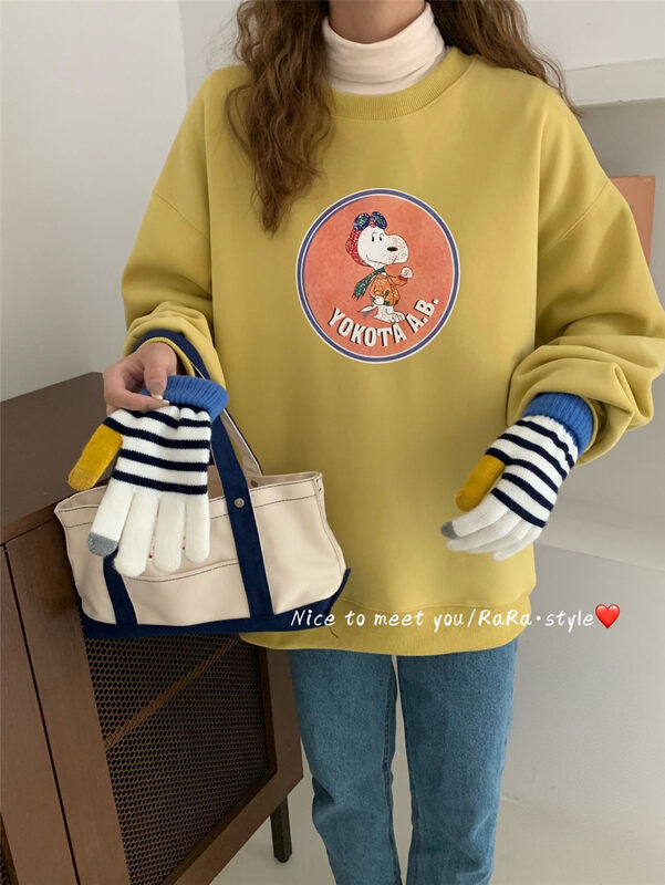 【RARA】Snoopy fleece loose sweater 79365# LSL