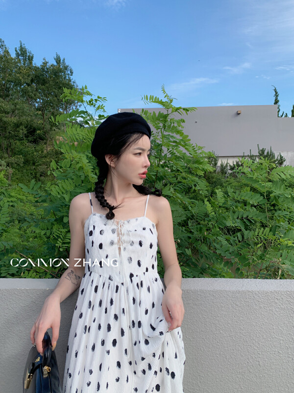 Original price 123.95! 【CZ ZHANG】Sling Polka Dot Dress 82130# JHY