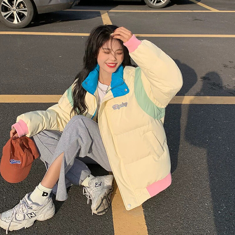 【KIKI STUDIO】Sweet and fresh color contrast stitching thermal padded jacket 7051# HJY