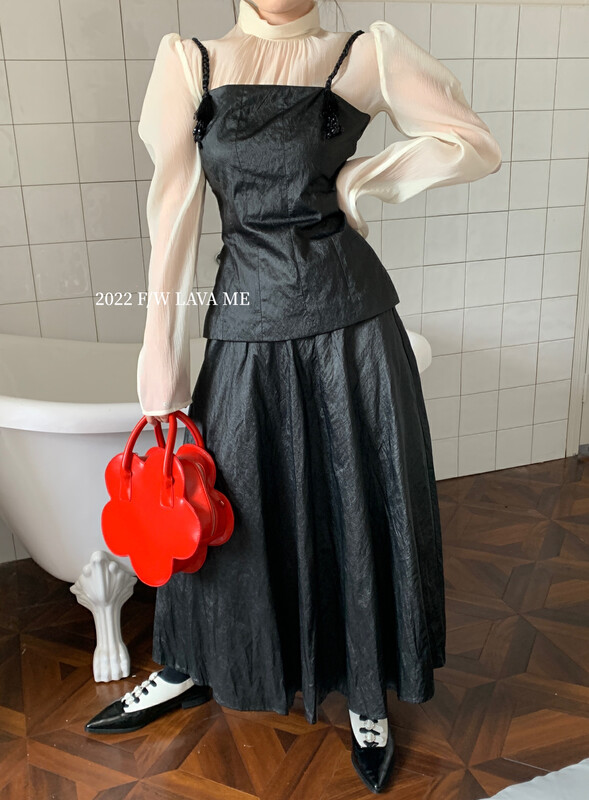 [BENYAN] Beaded leather camisole vest/sling 6230