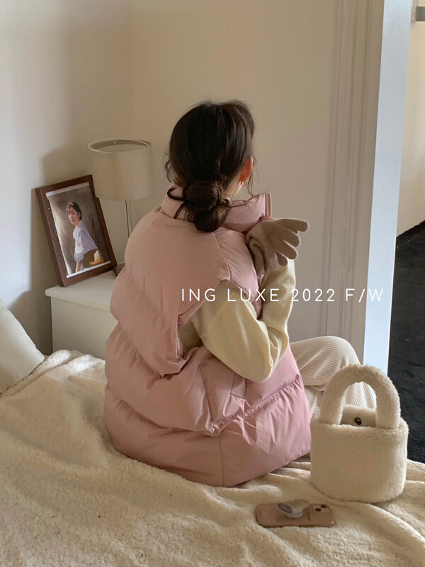 【ING】Korean version of simple loose bread coat cotton vest short coat 8190# FHX