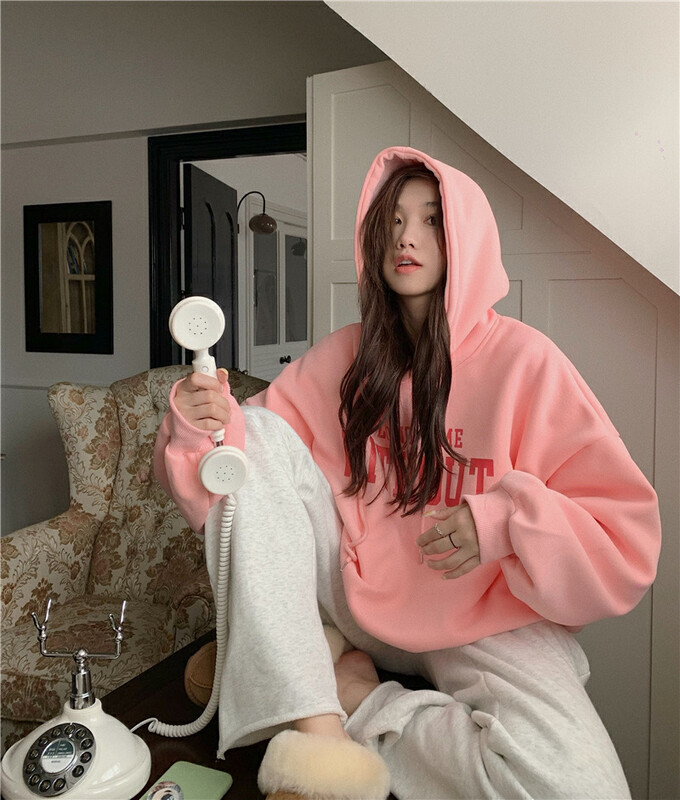 [Timely rain] Korean style ins loose design letter pullover long-sleeved fleece warm fleece sweater S427# WPL