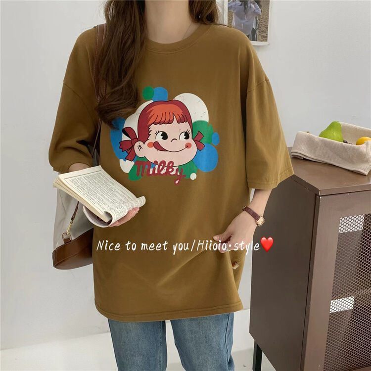 New in autumn! [RARA] round neck all-match Fujijia printed short-sleeved T-shirt 87163# LSL