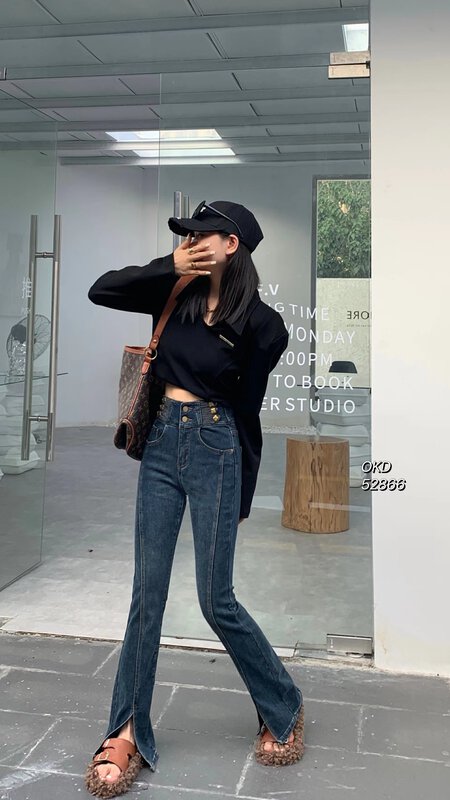 【OKD】High waist slim all-match jeans YS1-52866# GY