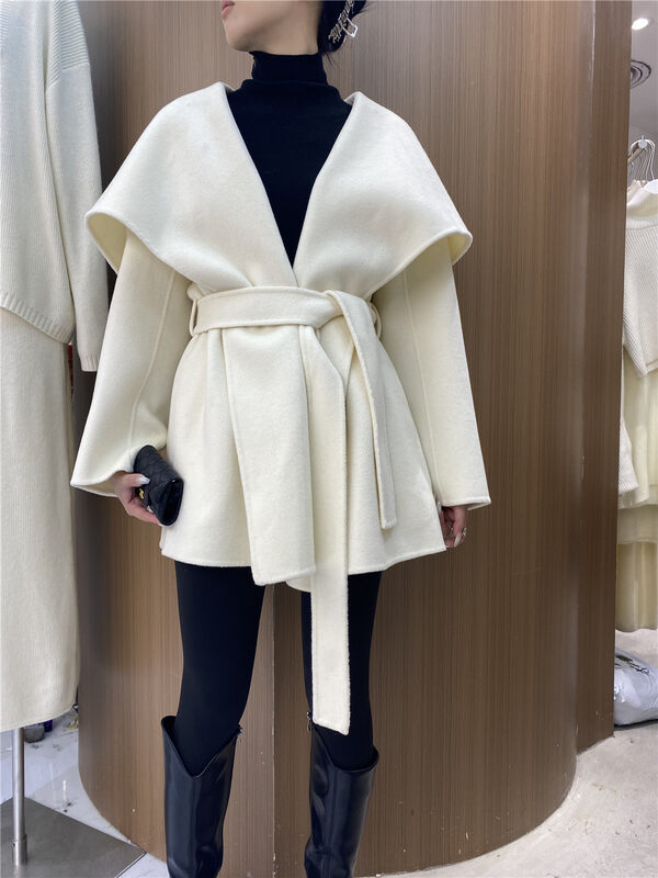 【SEASONS】Solid color comfortable all-match thin wool coat (with belt) (including 100% Australian wool) 66199# WPL