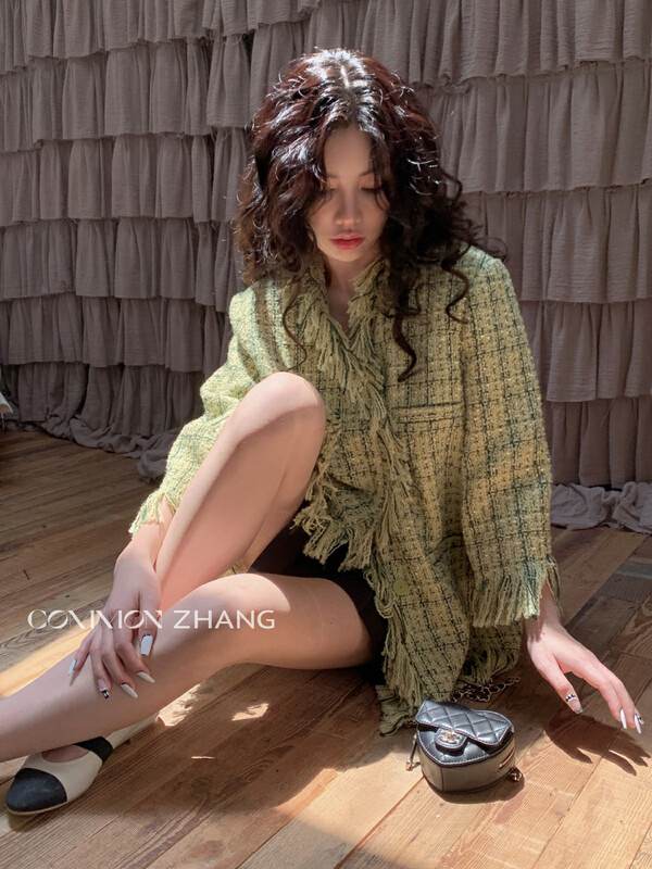 【CZ ZHANG】Xiaoxiangfeng tweed fringed temperament mid-length suit 82169# JHY