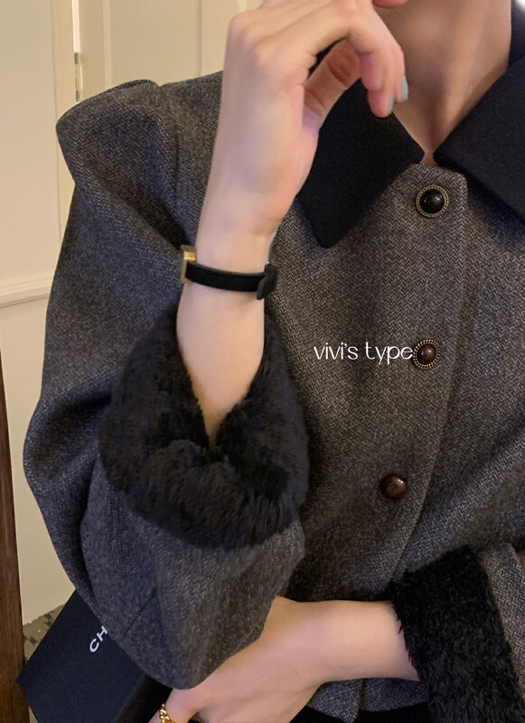 【VIVIS TYPE】French retro puff sleeve plus hair thickened short coat 1-9791# HJY