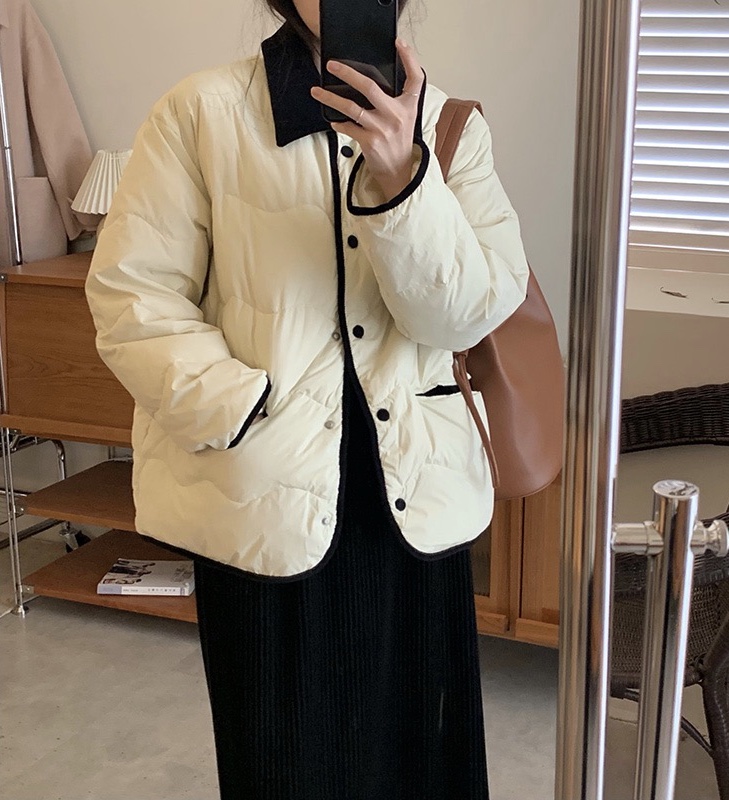 【WANWAN】Single-breasted loose all-match warm down jacket (including 90% white duck down) 2588# HBX