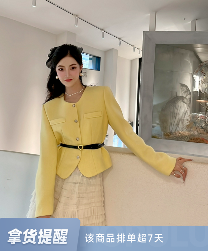 【BENYAN】lavame sweet lady small fragrance coat short coat (with belt) D8077