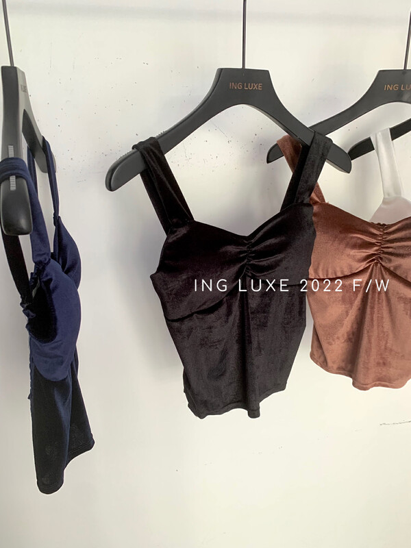 【ING】Vintage velvet camisole with suspenders inside 8265
