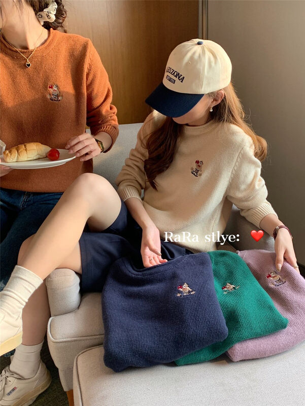 【RARA】Little Bear Loose Western Style Casual Warm Sweater 114# LSL