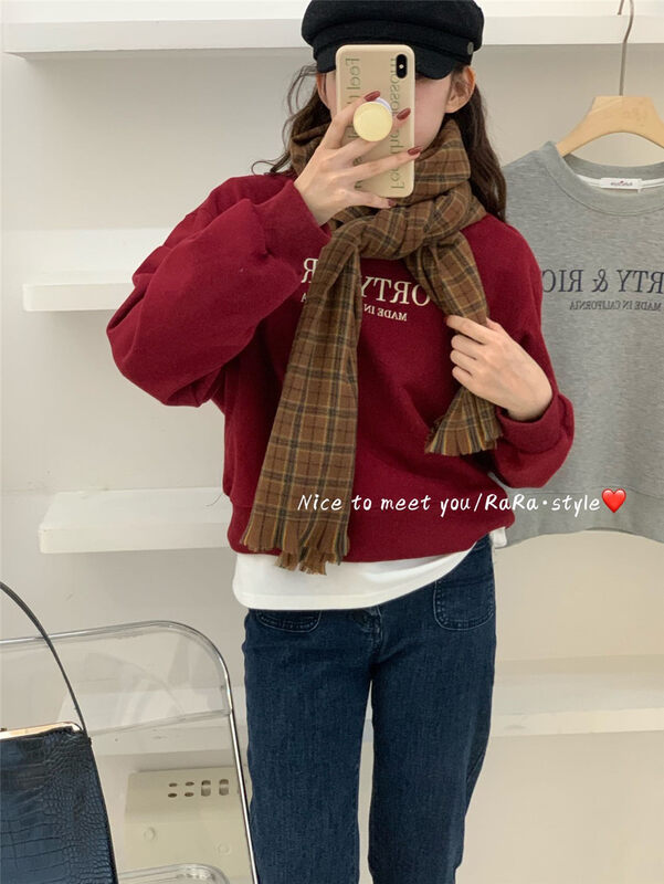 [RARA] Letter Print Age-Reducing Casual Sweater 79359# LSL