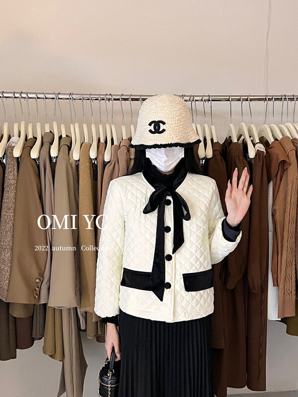 【O MI】Small Fragrance Retro Contrast Color Warm Padded Jacket 33220# FHX