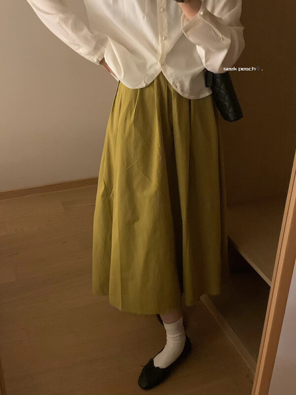 New in early autumn! [SEEK PEACH] High waist thin lady solid color skirt 5599# LL