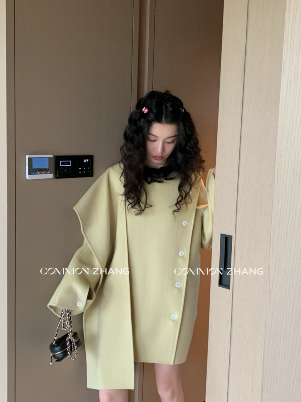 【CZ ZHANG】Fashionable Design Shawl Scarf Breasted Wool Jacket 22015# JHY