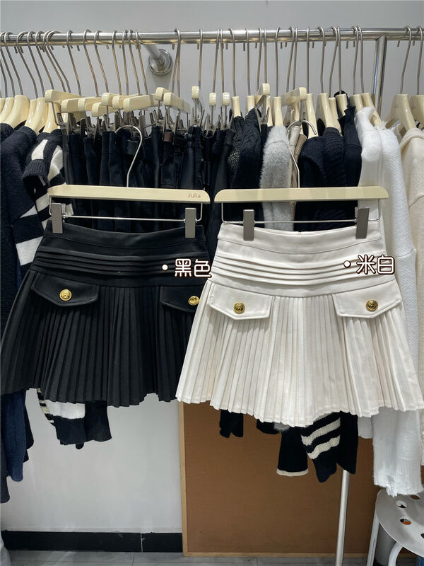 New in autumn!  【JULIA】High waist slim A-line pleated skirt 802-1# PCZ