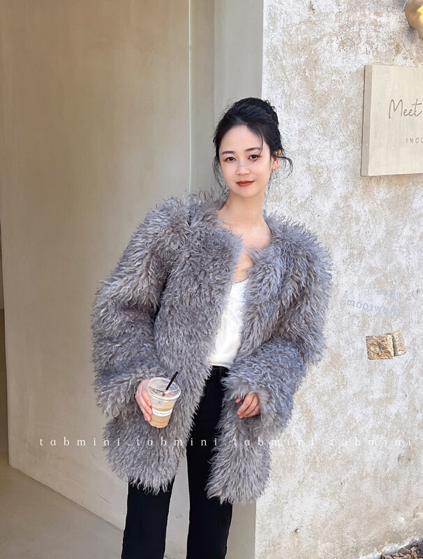 【TABMINI】Korean Style Fashion Comfortable Warm Fur Jacket D11194-M# WPL