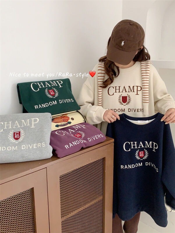 【RARA】Embroidered letters Western style fleece sweater 5686# LSL