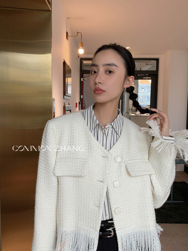 【CZ ZHANG】Xiaoxiangfeng tweed fringed short coat 82208# JHY