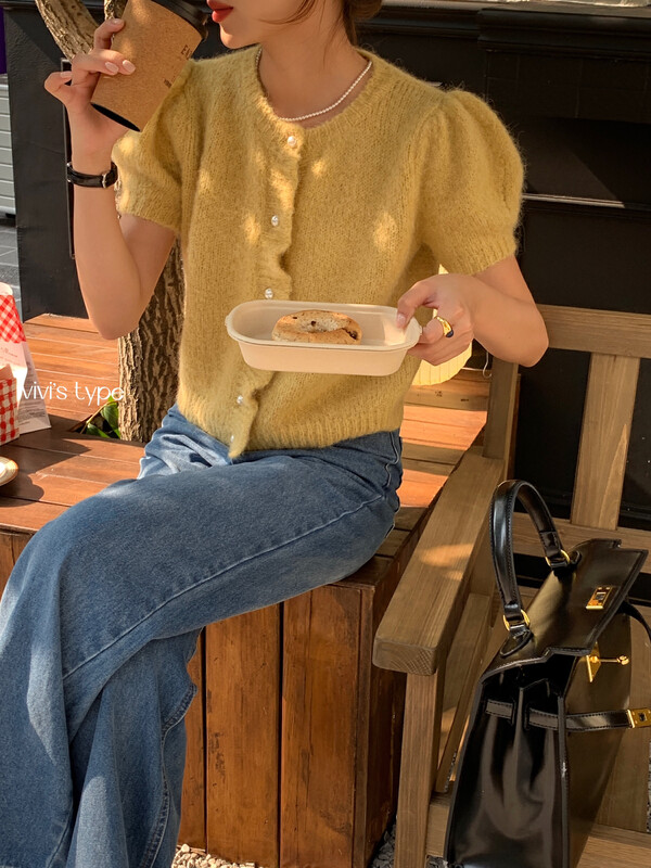 New in autumn! [VIVIS TYPE] Korean short-sleeved pearl fungus warm sweater YS2-3097# HJY