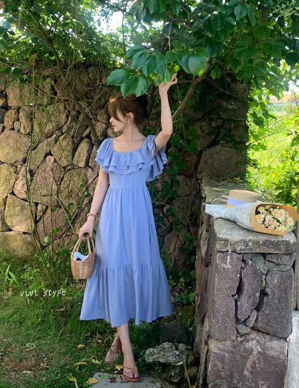 【VIVIS TYPE】Square Neck Temperament Slim Dress 9519# HJY
