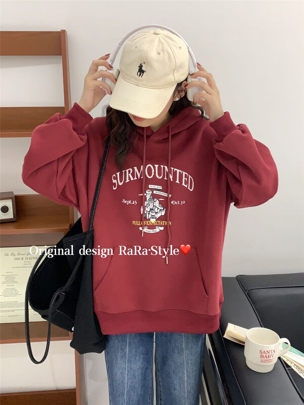 [RARA] Hooded Print Loose Casual Sweater 79327# LSL
