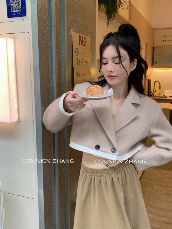 【CZ ZHANG】Fashionable suit stitching short version hot girl short coat 82417# JHY