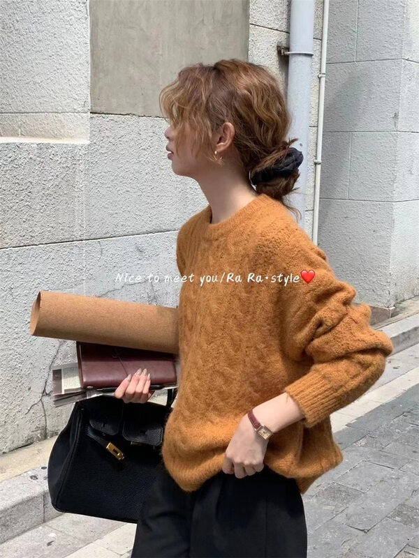 【RARA】Lazy wind retro loose retro casual warm sweater 149# LSL