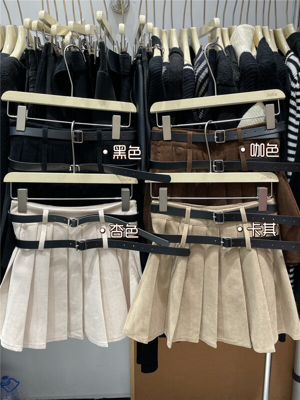 【JULIA】Korean style pleated fashion skirt (with belt) 3381# PCZ