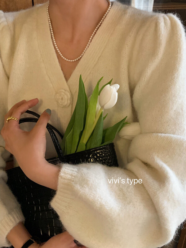 【VIVIS TYPE】French V-neck handmade flower knitted cardigan 5217# HJY