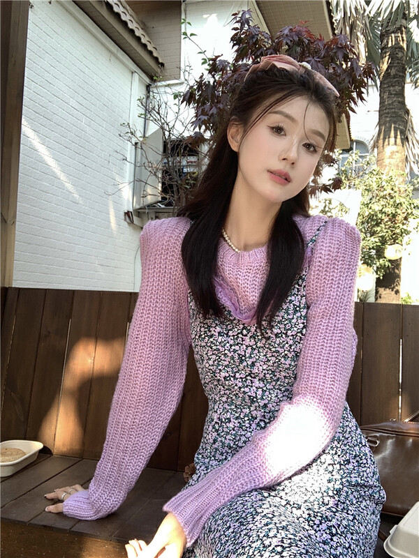 [Timely rain] Korean style ins retro sweet design gentle warm sweater 20516# WPL