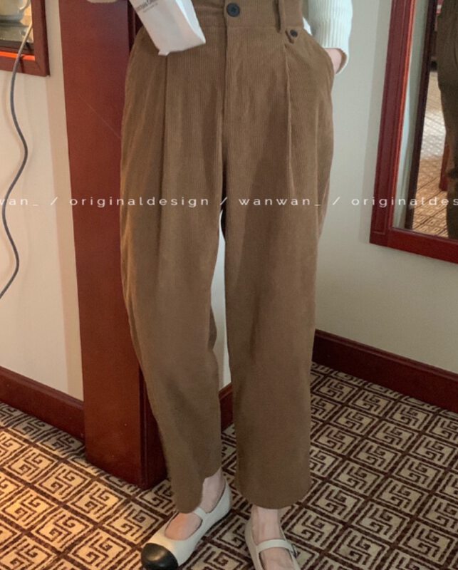 New in early autumn! [WANWAN] Korean version of loose and thin corduroy casual pants 6908# HBX