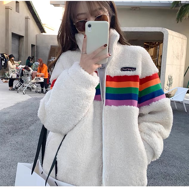 【KIKI STUDIO】Korean Fashion Colorblock Zip Short Jacket 7037# HJY