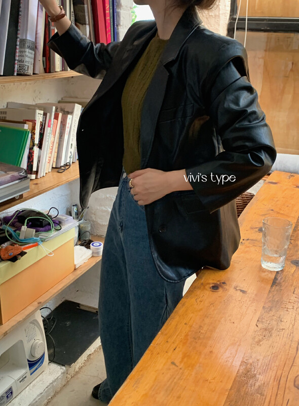 【VIVIS TYPE】Vintage Texture Double Pocket Leather Jacket 9532# HJY