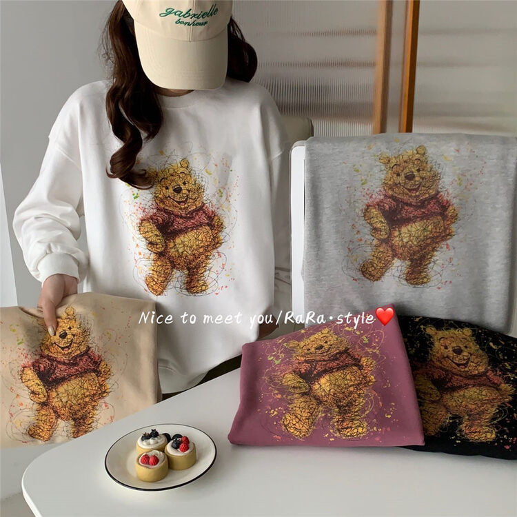 【HIIOIO】Winnie the Pooh Loose Lazy Casual Sweater 87188# LSL