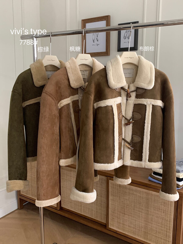 【VIVIS TYPE】Korean design horn button lamb wool jacket 7788# HJY