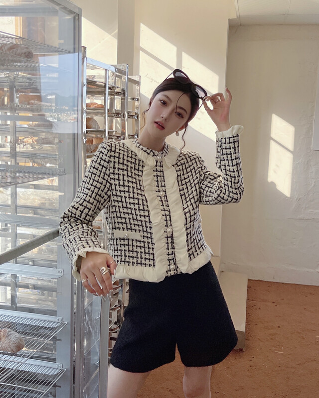 [BENYAN] lavame plaid small fragrance coat short coat 6505