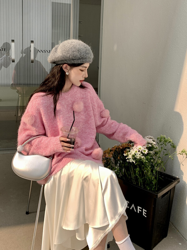 【BENYAN】lavame gentle and lazy wind knitted ball sweater warm sweater 3190# JHY