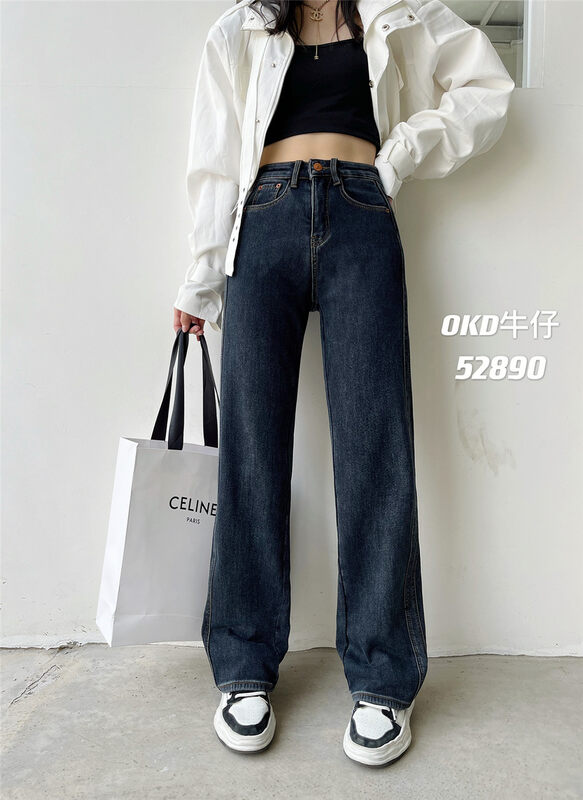 【OKD】Stretch Back Waist Straight Jeans 52890# GY