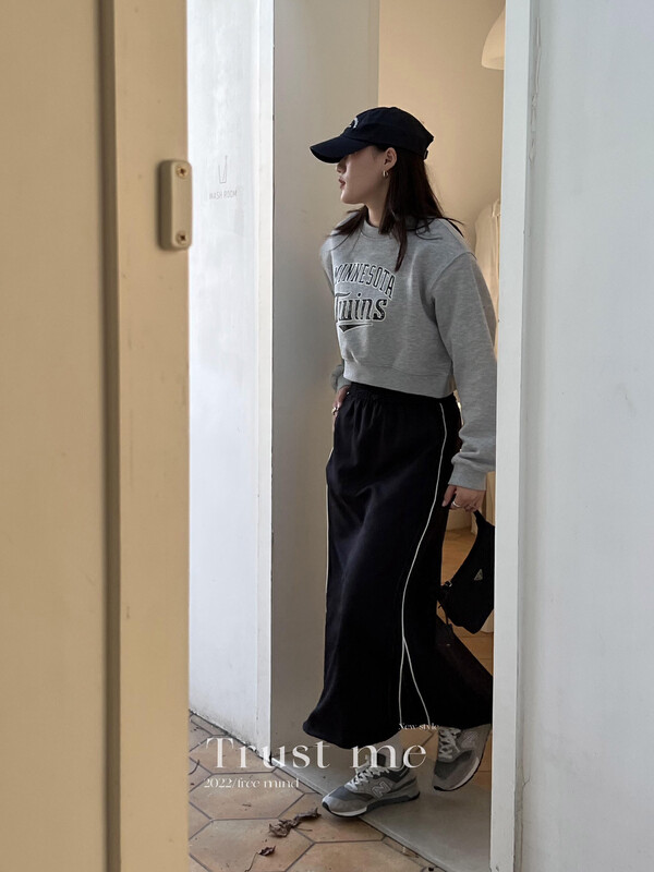 【TRUSTME】Simple and versatile sports embroidered letter skirt 40216# JHY