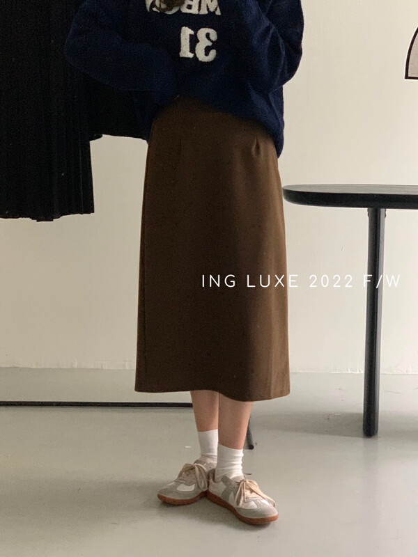 【ING】Korean style simple design high waist skirt 8211