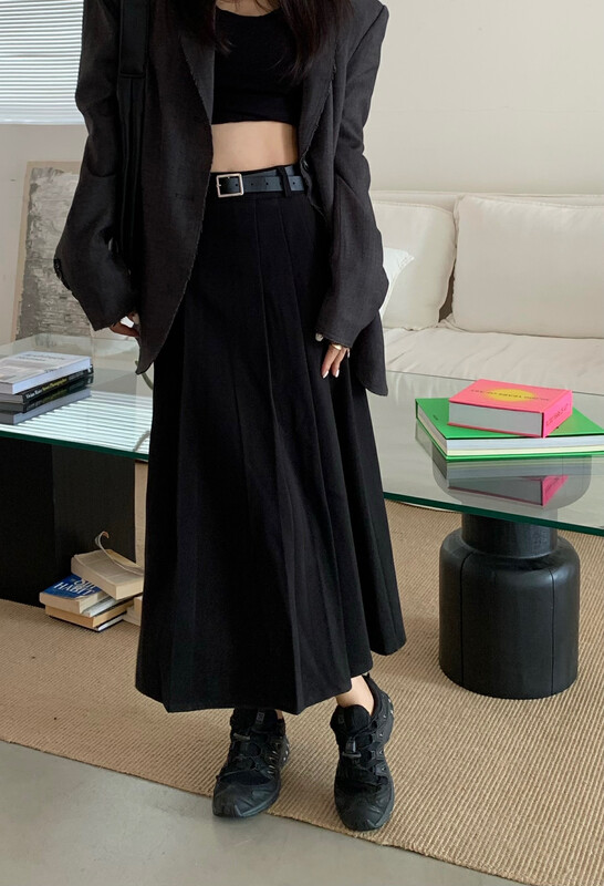 [Timely rain] Korean style ins retro design high waist slim skirt (with belt) AS1199# WPL